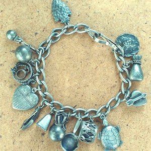 Southwestern Themed Sterling SIlver Charm Bracelet